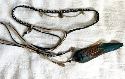 Black & Gold with Onyx - Feather Headband