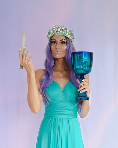 BLUE RAY- DIVINE COSMIC MOTHER - 6'' F - HEART CHAKRA - CRYSTAL CHALICE GRAIL